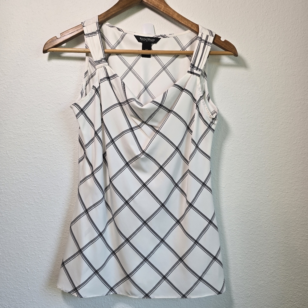 EUC White House Black Market Checkered Women Top XS